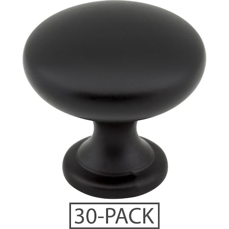 Elements 30-Pack of the 1-3/16" Diameter Matte Black Madison Cabinet Mushroom Knob 3910-MB-30